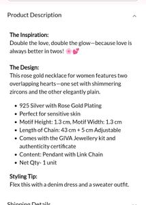 GIVA 925  Silver Heart Pendant With Link Chain