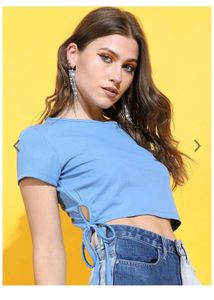 Crop Top Blue, Side Tighup, Xl/ Xxl