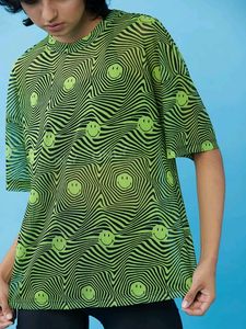 Only Oversized Mesh Smiley Psychedelic Tee