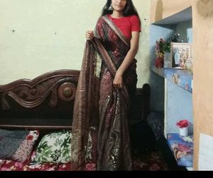 Elegant Brown &amp; Gold Saree