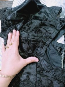 new beautiful embroidered black stone net saree.