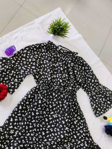Black Floral Print Dress