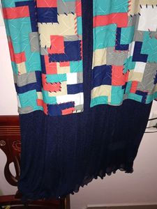 Navy Blue Net Polyester Dress