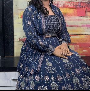 Navy Blue 3piece Lehenga Set