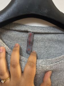 Grey Ruffle Sleeve Sweatshirt