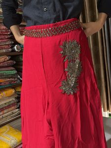 suit with fancy pallazo work