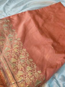 Elegant Peach Banarasi Saree