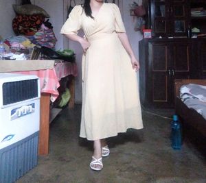 Elegant Yellow Wrap Dress