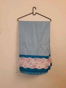 Blue White Striped Lightweight  Saree/dress fabric