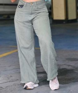 Olive Green Wide Leg Jeans