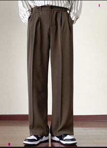 Korean Brown Wide-Leg Trousers