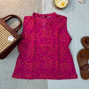 Pink Paisley Sleeveless Top