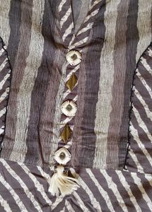 Striped Button-Down Tunic Top