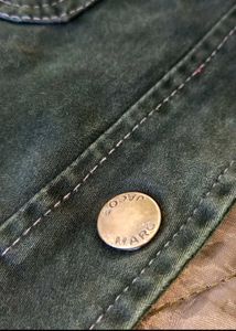 Dark olive green Fur denim jacket