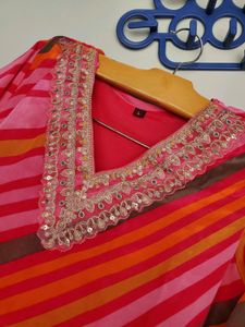 ORGANZA STITCHED KURTHI WITH DUPATTA BEAUTIFUL 😍