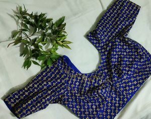Blue Coloured Blouse With Golden Design