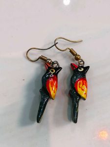 wooden Bird Earrings , Bracelet