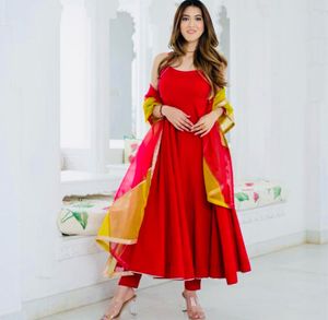 Red Anarkali Suit Set