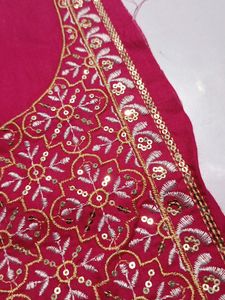 Neck Embroidery Patch Pink White N Golden