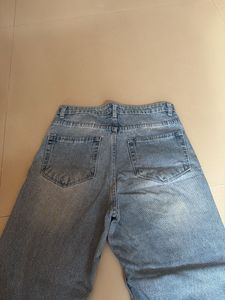 Distressed Wide Leg Blue Jeans
