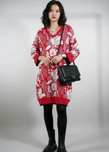 Red &amp; White Patterned stylish kurta