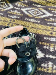 Black Embellished Shoe For Baby Girl