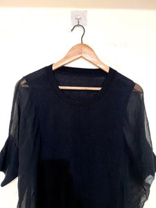 Black Transparent &amp; Opaque Oversized Top