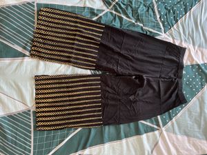 Black Wide Leg Palazzo with Gold Detail