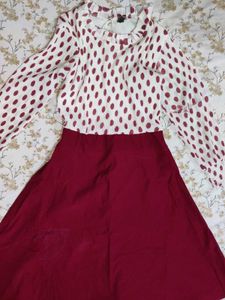 Polka Dot &amp; Maroon Dress