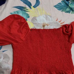 Red Puff Sleeve Top