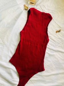 Ribbed Maroon Bodysuit