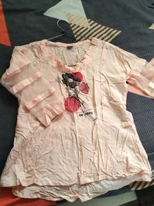 Floral Print Top with Sheer Sleeves