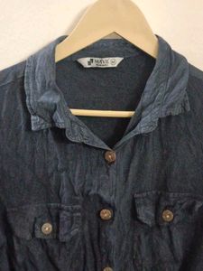 Denim Shirt Dress With Belt( Acid washed)