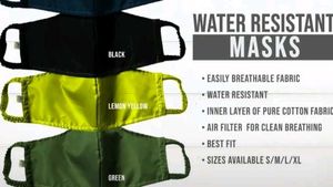 Reusable Water Resistant Face Masks - S/M/L/XL