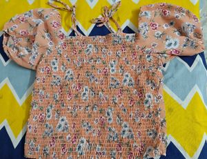 Pretty Floral Print Off Shoulder Top