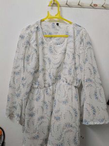 White Floral Print Top