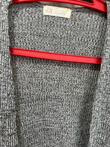 Gray Knit Tie-Front Cardigan