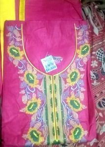 Pink Embroidered Dress Material
