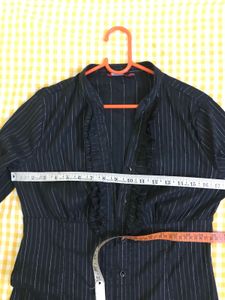 Stretchy Striped Ruffle Blouse Bust 34-36