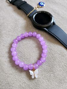 Butterfly Beaded Bracelet (Purple)
