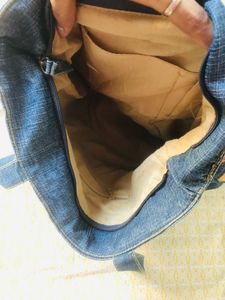 Denim Tote Bag with Funky Print