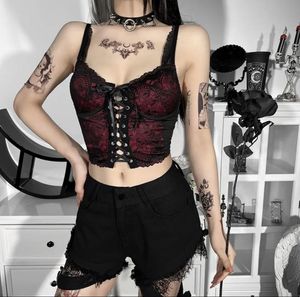 Red & Black Lace Bustier Top