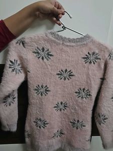Pretty pink rabbit wool top for lil doll