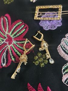 Gold Tone Earrings &amp; Hair Clip