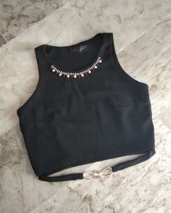New Fancy Party Wear Black Crop Top