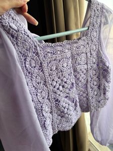 trendy crochet top in lilac colour