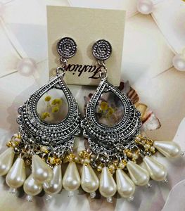 Stylish Silver Drop Earrings 2 Pair Combo