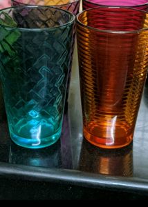 Set of 4 Colorful Crystal Glasses for Cocktails