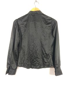 Orlo Vabath Black Ruffle VNeck ButtonDownTop(Women