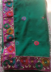 Green Embroidered Saree